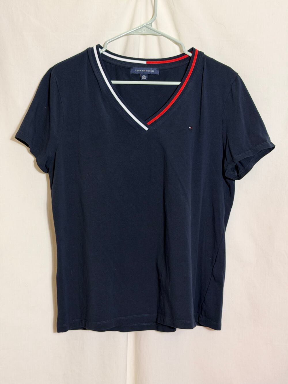 Tommy Hilfiger Navy V Neck Tee Shirt XL